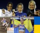 Olha Saladuha τριπλό πρωταθλητή άλμα, Simona La Mantia, Svetlana Bolshakov (2η και 3η) του Ευρωπαϊκού Πρωταθλήματος Στίβου της Βαρκελώνης 2010